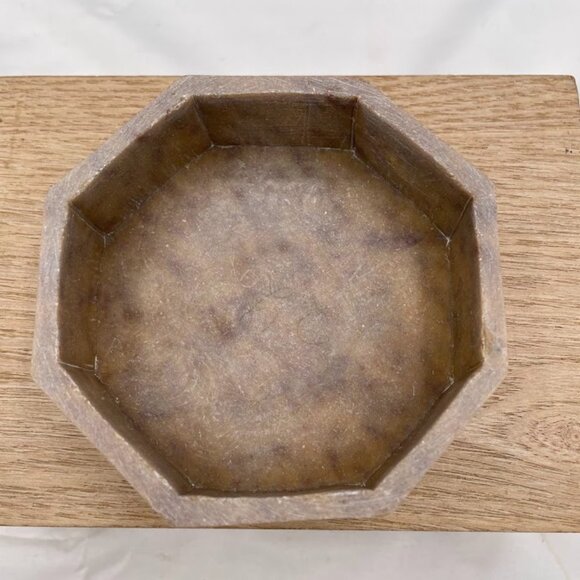 Decorative Crafts Inc India Octagonal Soapstone Dresser Trinket Box Brass Flower - Picture 8 of 10